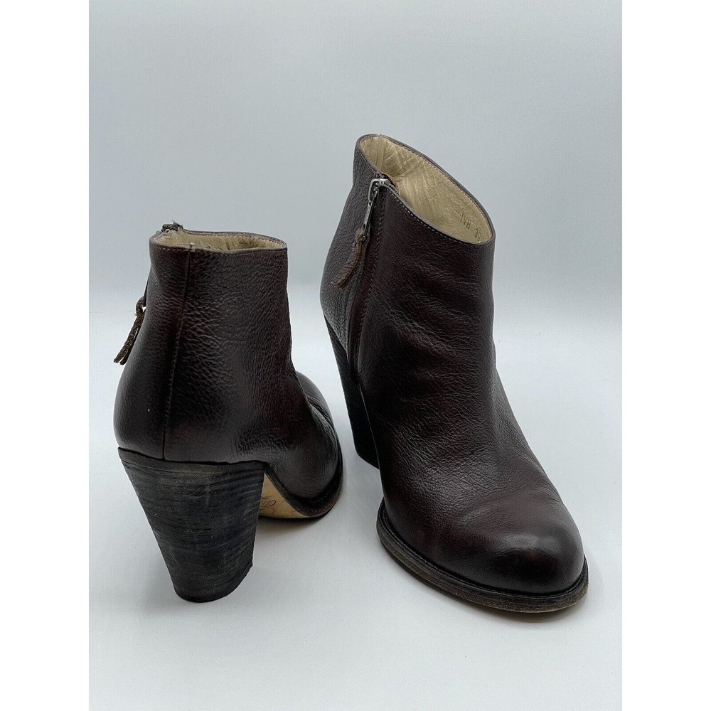 Peter Nappi Sz 39 9 Boots Ankle Brown Pebbled Leather Heeled Bootie Handmade